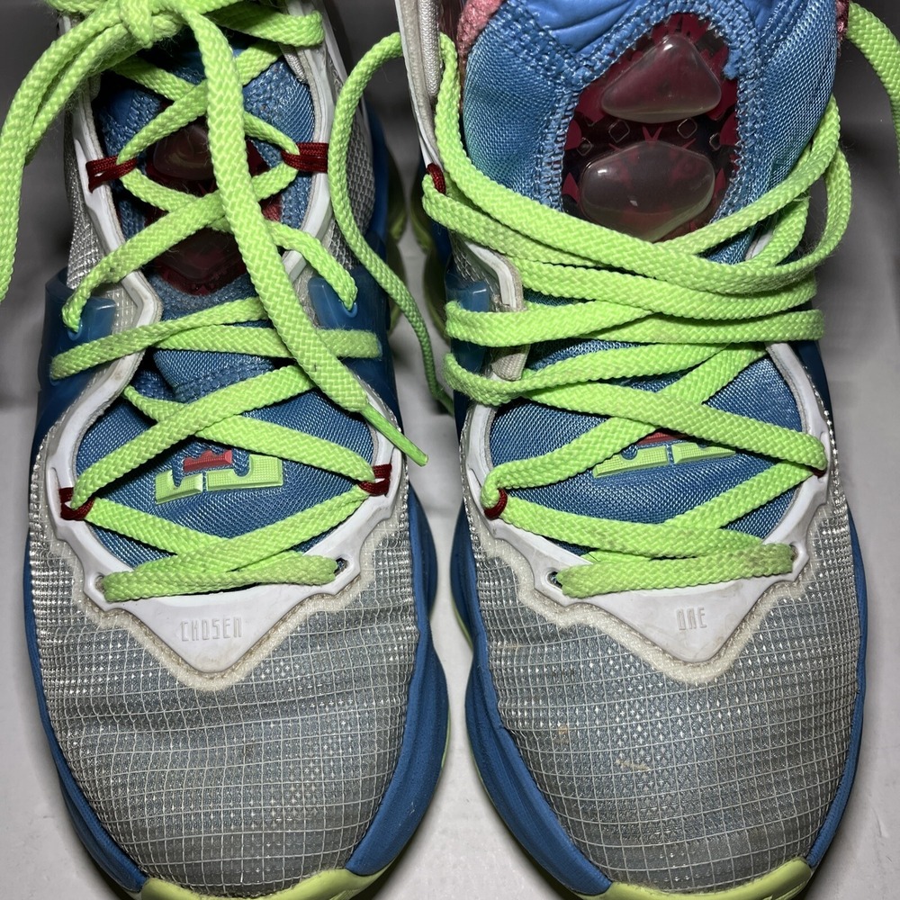 Nike LeBron XIX 19 Size 3.5Y Tropical Dutch Blu Pomegranate Lime Glow DC9339-400 - Picture 10 of 10